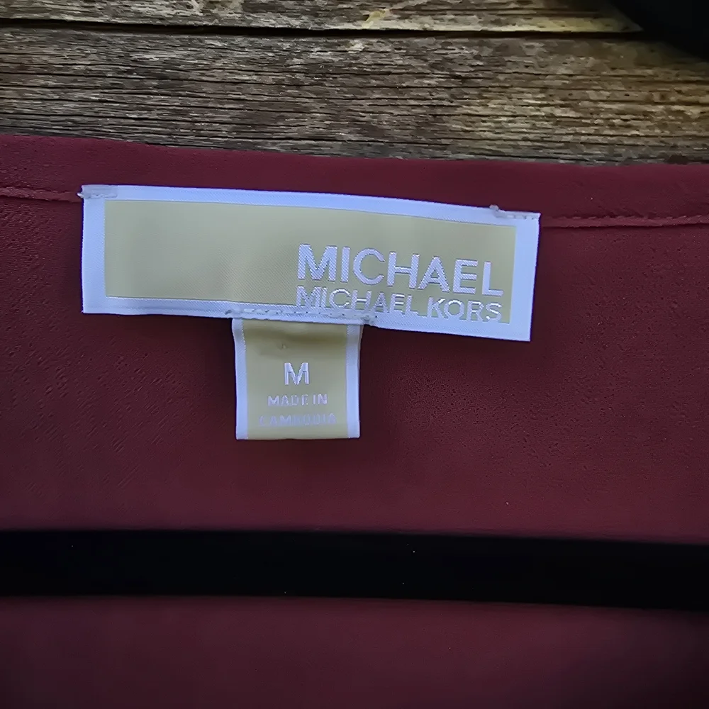 Michael Kors Women's Red Layered Blouse, Size Medium, Preppy Chic